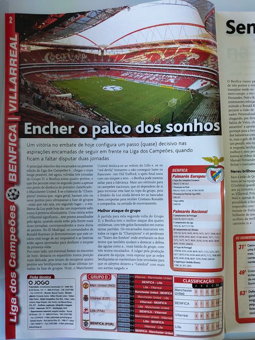 Programa Benfica Villarreal Champions league 2005/2006