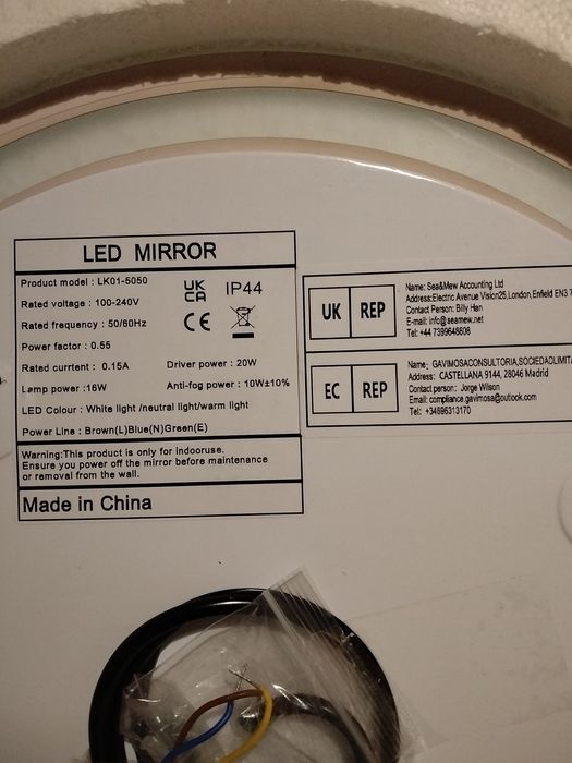 Lustro Łazienkowe Okrągłe 50cm  Podświetlenie LED Ściemnialne NOWE