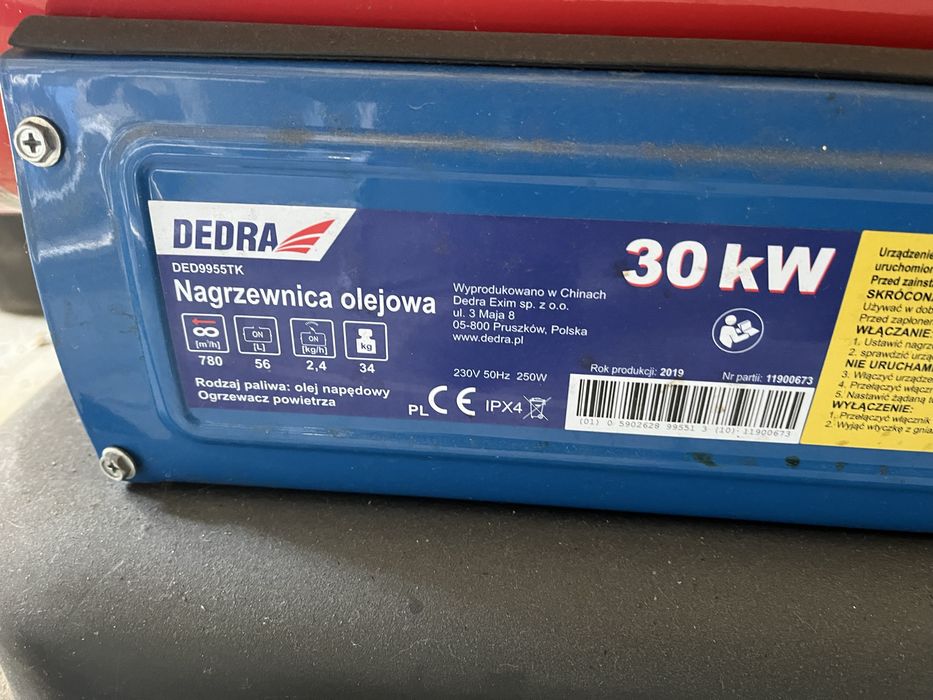 Nagrzewnica dedra z kominem 30kW
