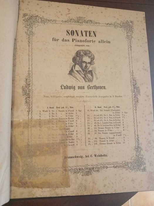 Álbum Antigo de Partituras Piano – Beethoven, Puccini, Diabelli, Toselli – c.1900