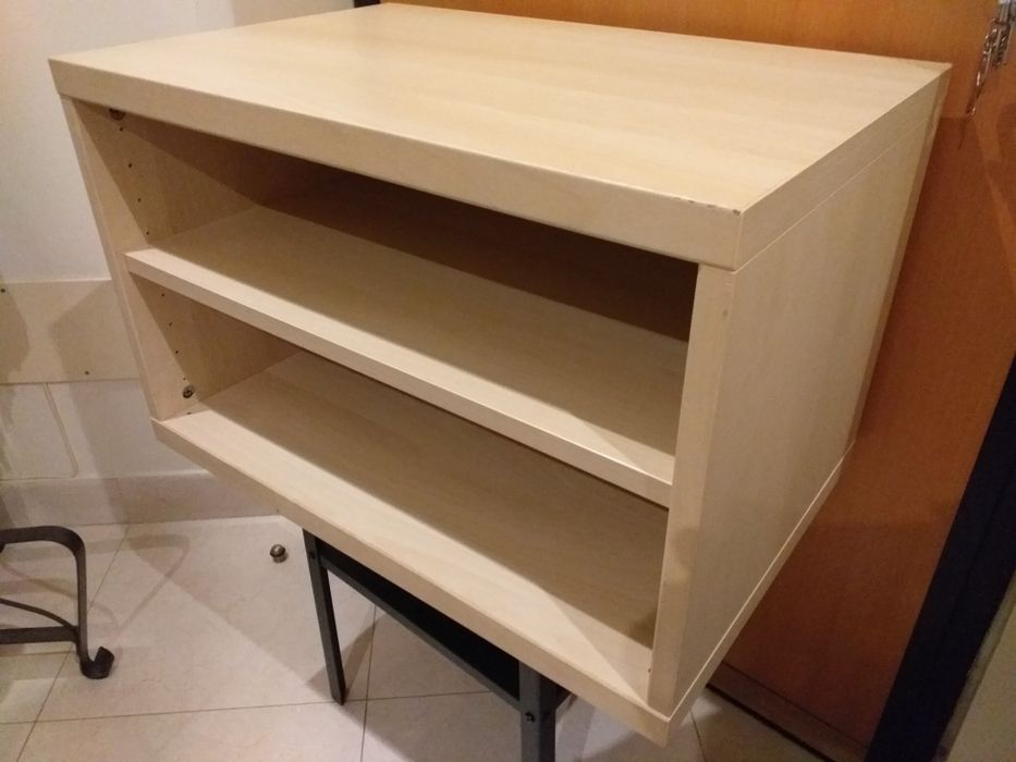 Armário estante arrumação madeira BESTA  IKEA,60x40x38alt,1prateleira,castanho claro,robusto
