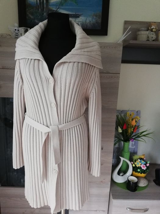 Elegancki sweterek beżowy Marks & Spencer r. 44