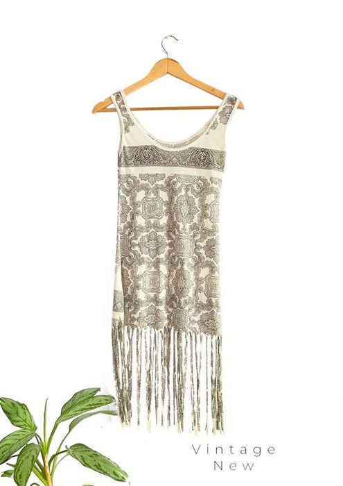 Camisola de Alças com Franjas Estilo Étnico/Hippie T.Único Vintage
