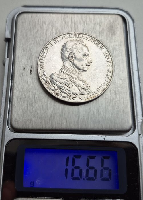 Німеччина 3 марки 1913 р. Вільгельм в Мундирі срібло