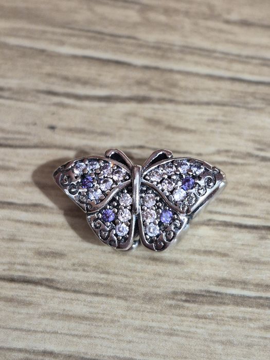 Zestaw 3 charms do bransoletek Pandora S925  motyle kwiat