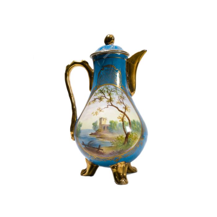 Serviço chá porcelana azul Manufatura Nacional Sevres | século XVIII