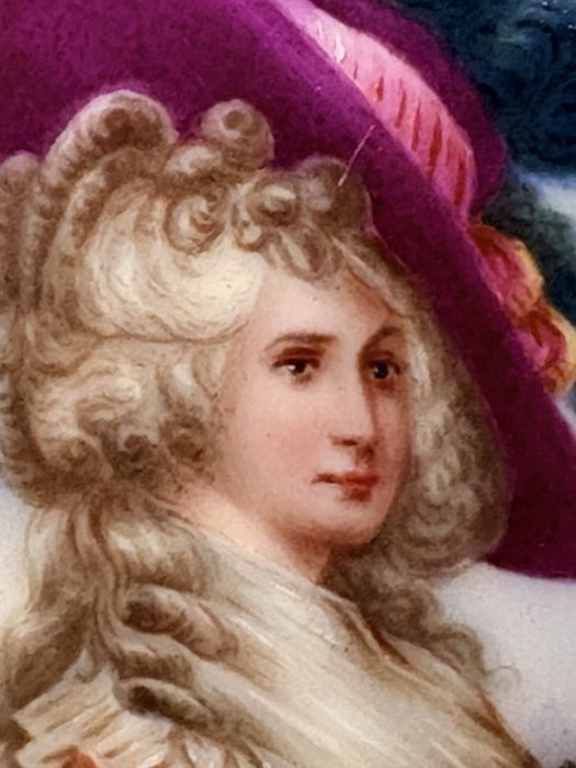 Maravilhoso antigo retrato miniatura de uma Dama francesa