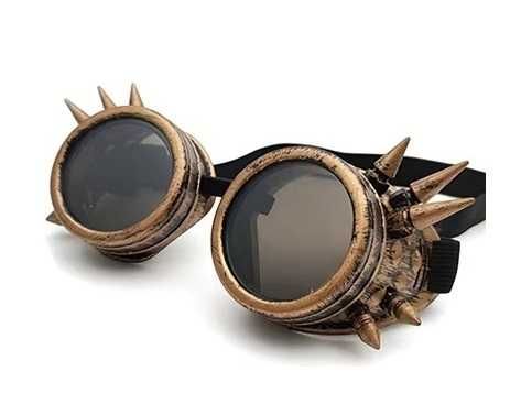 Punkowe okulary, gogle  przeciwsłoneczne z gumowym paskiem.