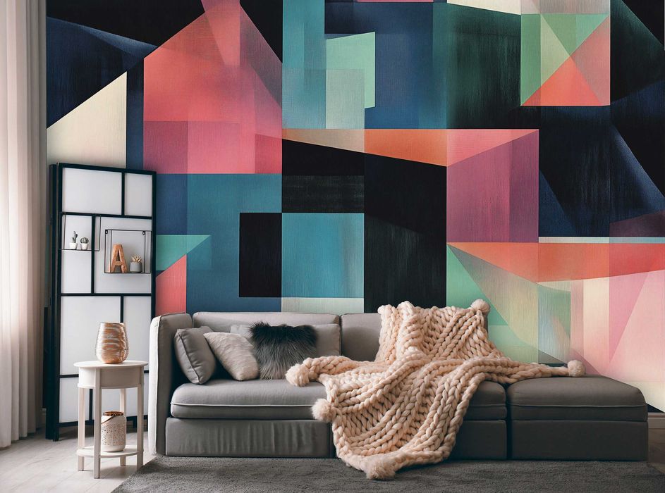 Fototapeta Abstrakcja Kolorowa Figury Sztuka Geometryzm 3D + KLEJ