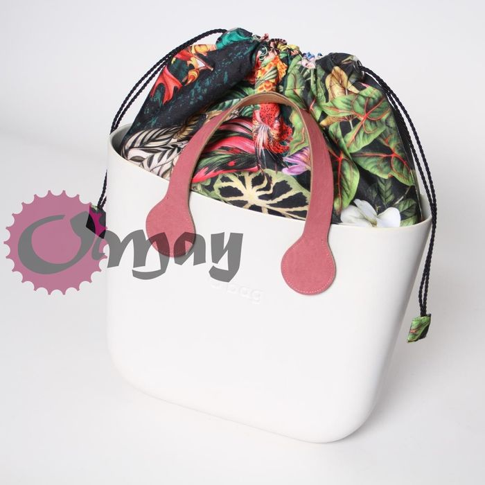 Czarny organizer Komin do OBAG MINI worek kwiaty 2 kieszenie OMAY