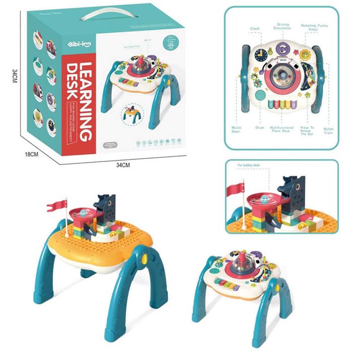 Stolik interaktywny pociąg klocki dwustronny