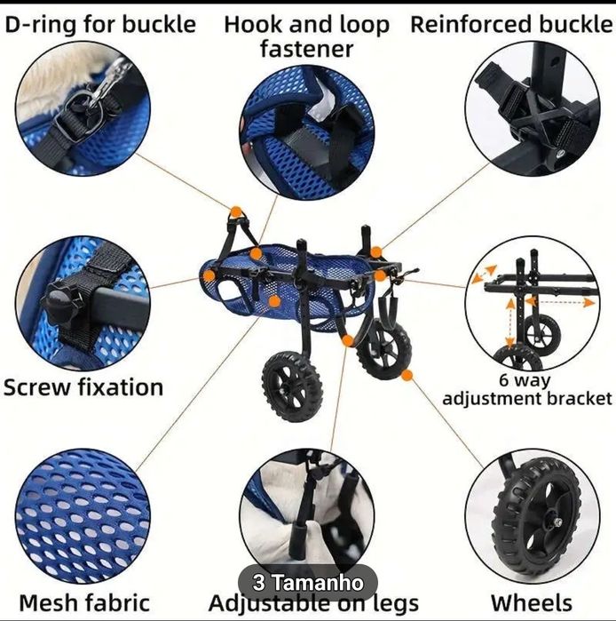 Cadeira de rodas para cachorro.
