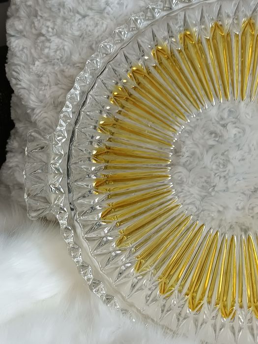 33 cm. Patera talerz tortownica szkło kryształowe