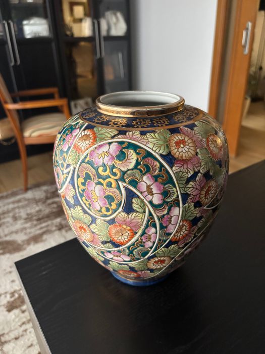 Pote cerâmica pintura floral