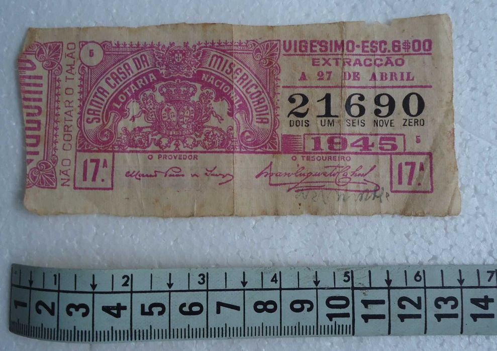 Bilhete de Lotaria Nacional de 1945