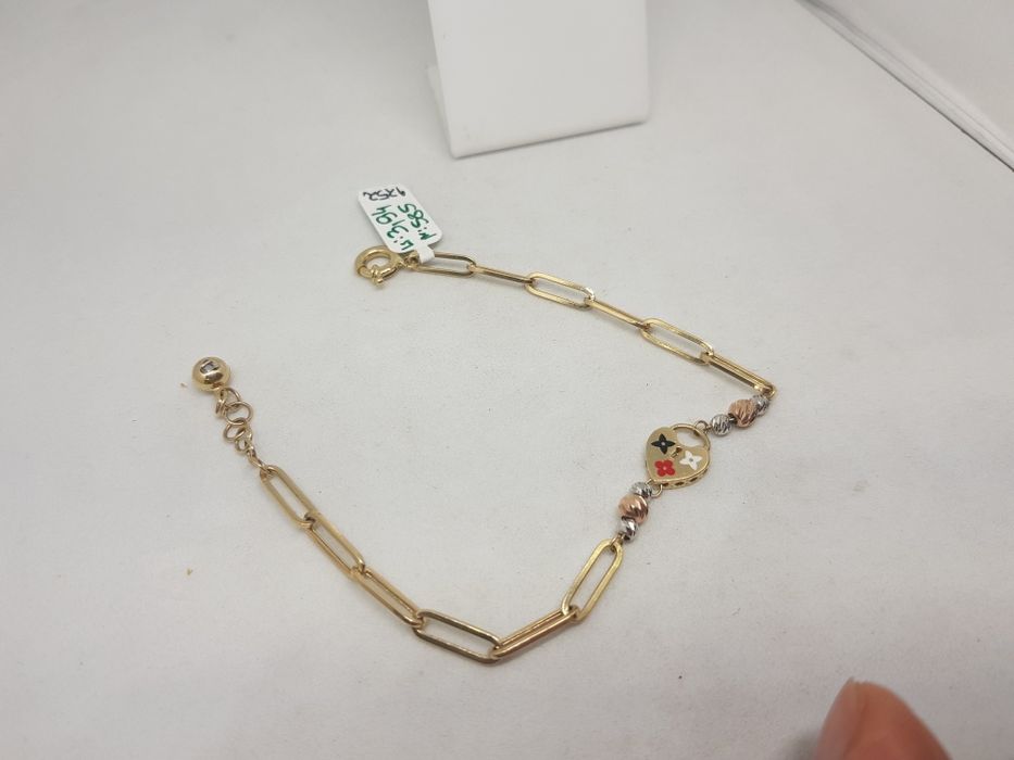 Złota damska bransoletka złoto 585 spinacze Długość regulowana 18 20cm