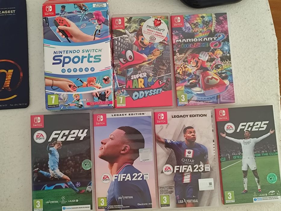 Nintendo switch com jogos e acessórios
