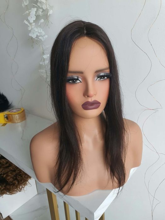 Topper z włosów naturalnych Anna ciemny naturalny brąz