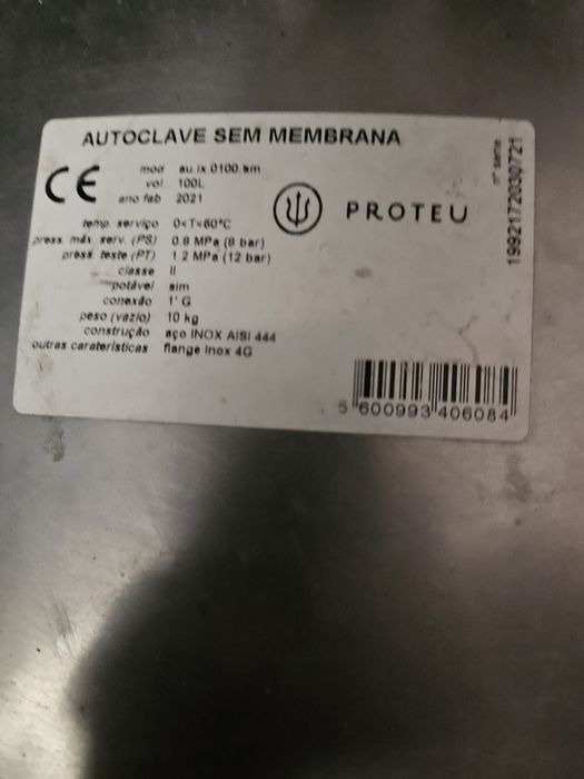 Autoclave sem menbrana 100lt