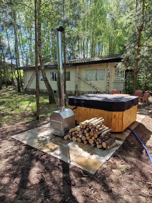 Jacuzzi balia basen piec na drewno 5cio osobowe piec masaż led