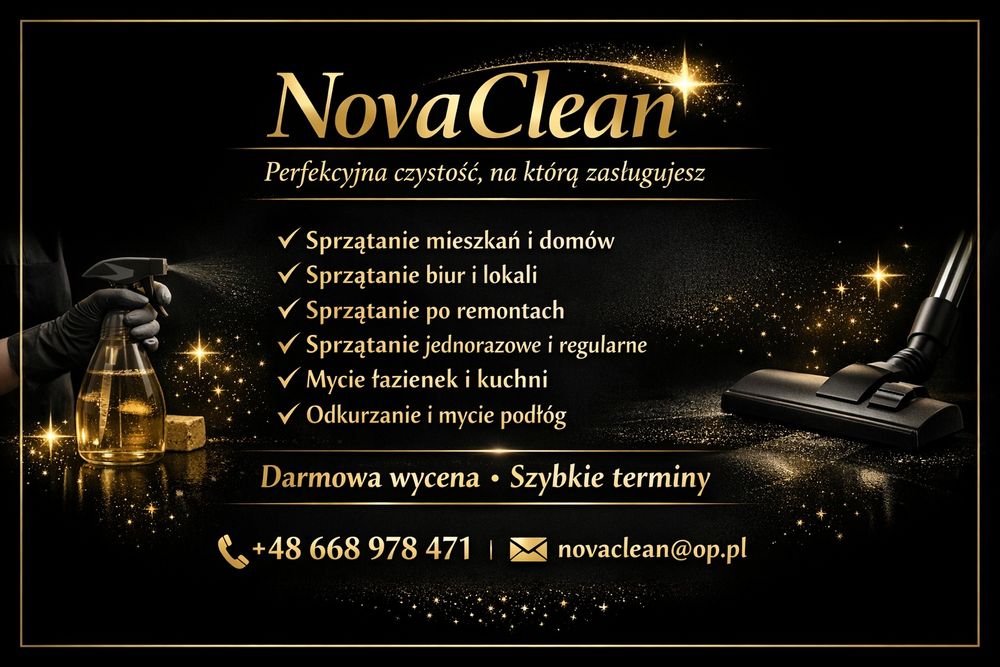 Sprzątanie mieszkań, biur | Mycie okien | NovaClean | Szybkie terminy