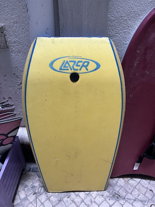 Prancha de Bodyboard Lazer (Azul/Amarela) com Leash
