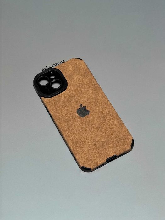Гірчичний силіконовий чохол вельвет еко-замш з логотипом айфон iPhone