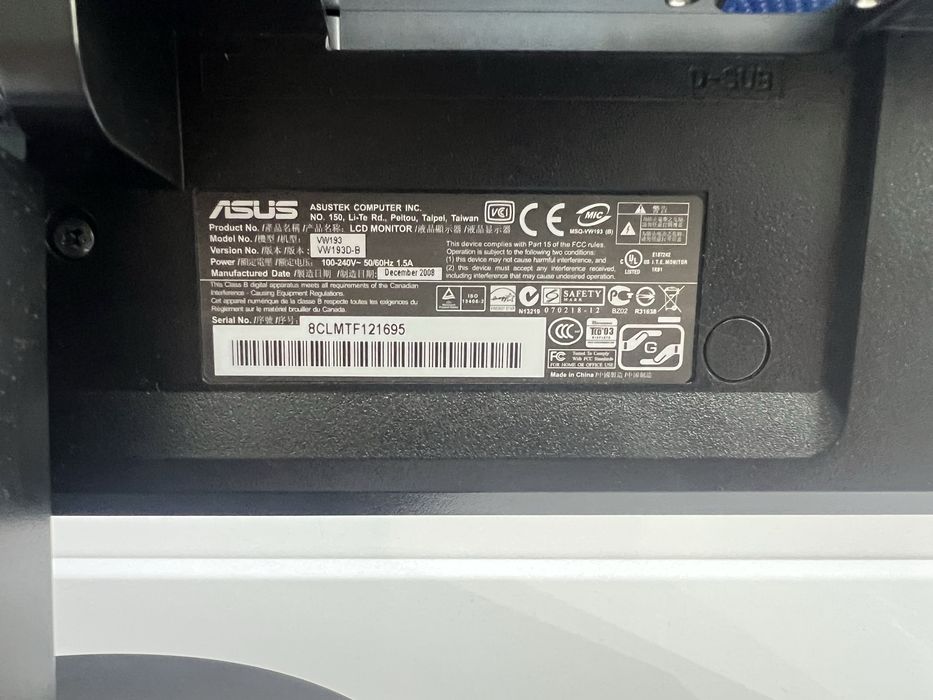 Monitor Asus VW 193 D-B