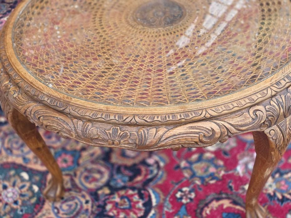 Ława Chippendale z rattanem i szybą #2430 Stylowy Węgrów