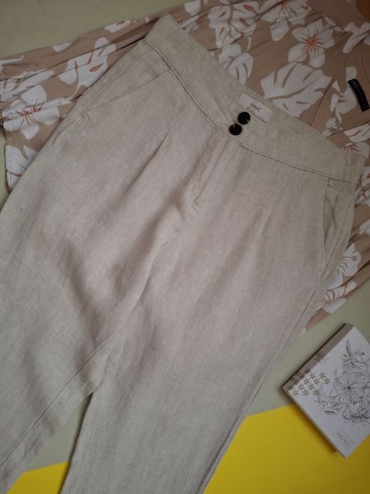 Штани бежеві натуральний льон р.L,Next