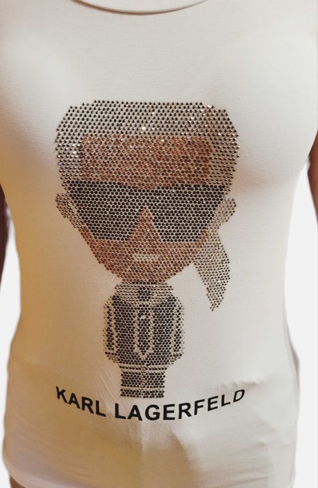 Koszulka damska Karl Lagerfeld roz.S Cyrkonie biała