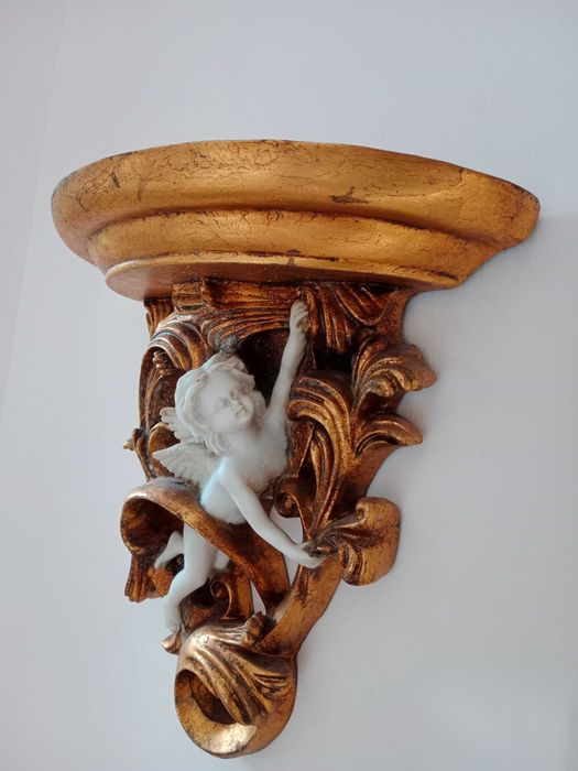 Konsola ścienna złoto i alabaster