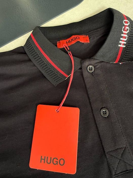 Крута поло футболка Hugo Boss  чорна та біла  розмір  S-XXL