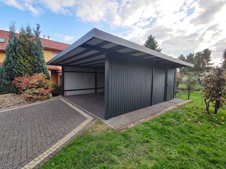 Carport Nowoczesna wiata garażowa 6x6 dwa stanowiska na samochody.