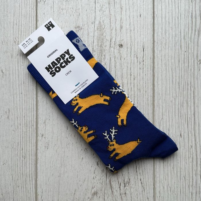 Bawełniane skarpety świąteczne Happy Socks Reindeer 36-40 P003280 crew