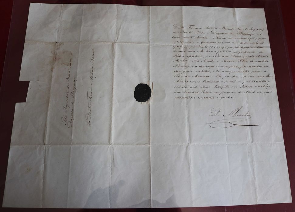 D Amélia Imperatriz do Brasil 1854 Carta Imperial assinada (Reserva AP)