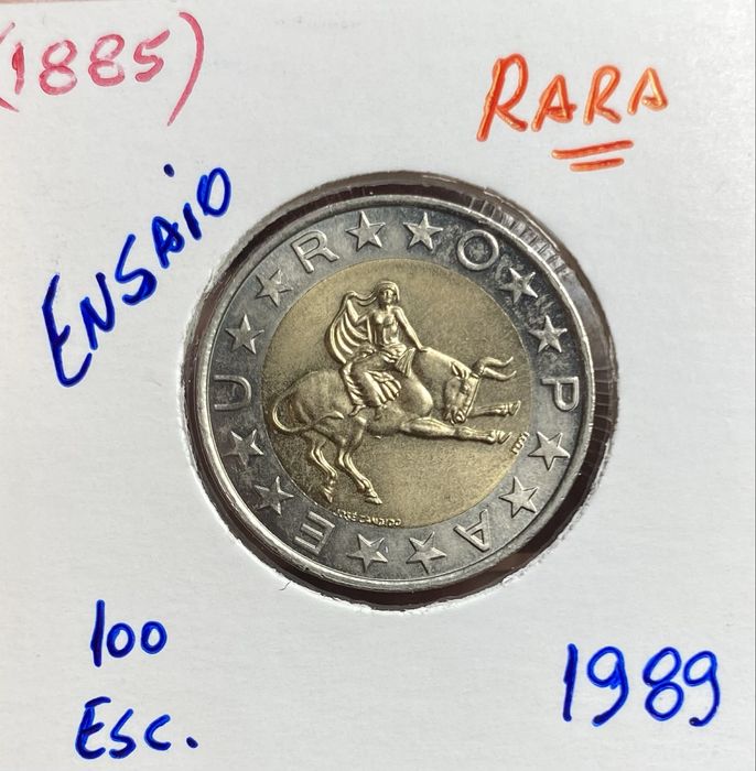 Moeda 1885 - 100$00 Esc. 1989 “ ENSAIO” RARO