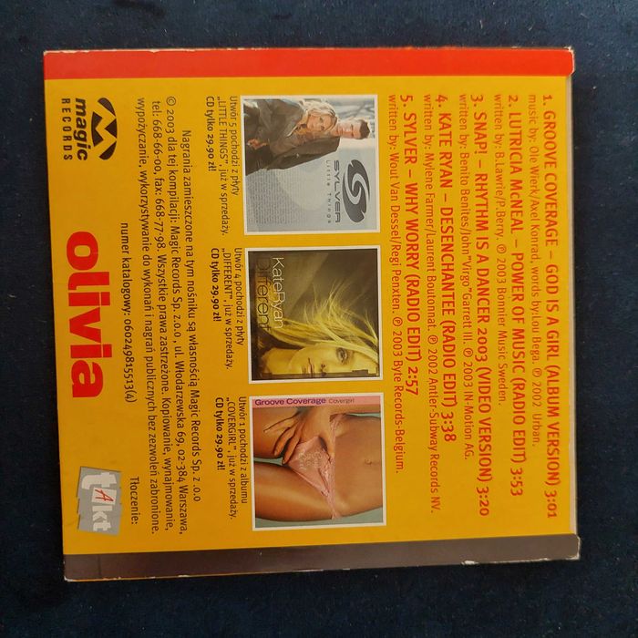 Płyta CD z hitami Kate Ryan i innymi