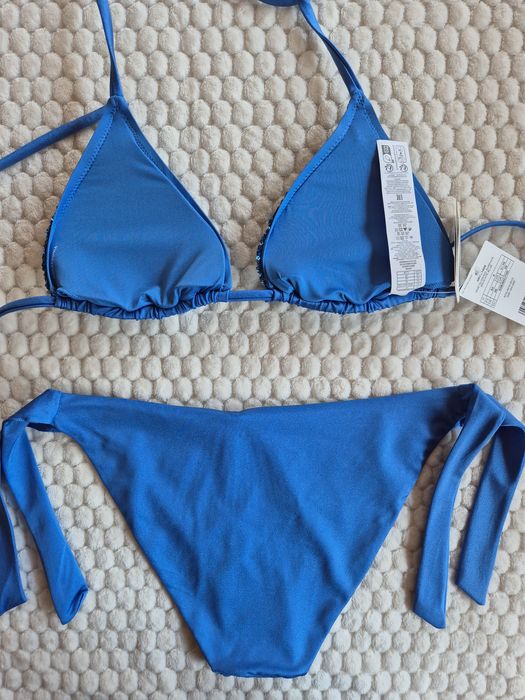 Calzedonia L 90B/85C/80D, 5 Glowing Surface delicate blue z cekinami Cannes  błękitny niebieski cekiny