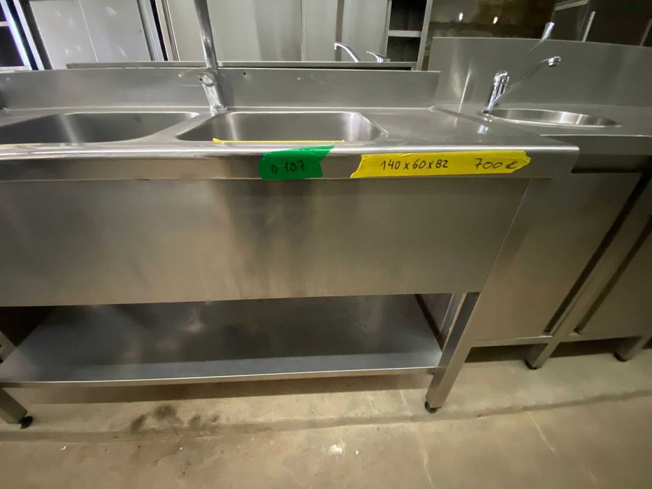Bancada lava loiça em inox com 2 cubas grandes
