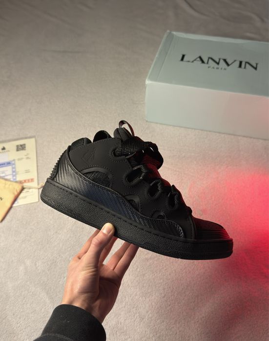 [БЕЗ ПЕРЕДПЛАТ] Кросівки Lanvin Curb Black / ланвін чорні кроси сваг