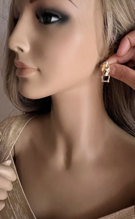 Złote kolczyki próba 14K 585 styl Cartier Nowe