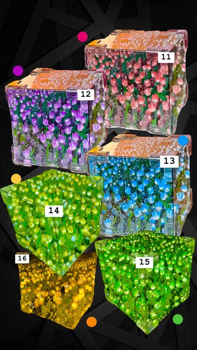 Ночник Светильник Лампа - Тюльпаны в коробке Куб. Нічник Світильник