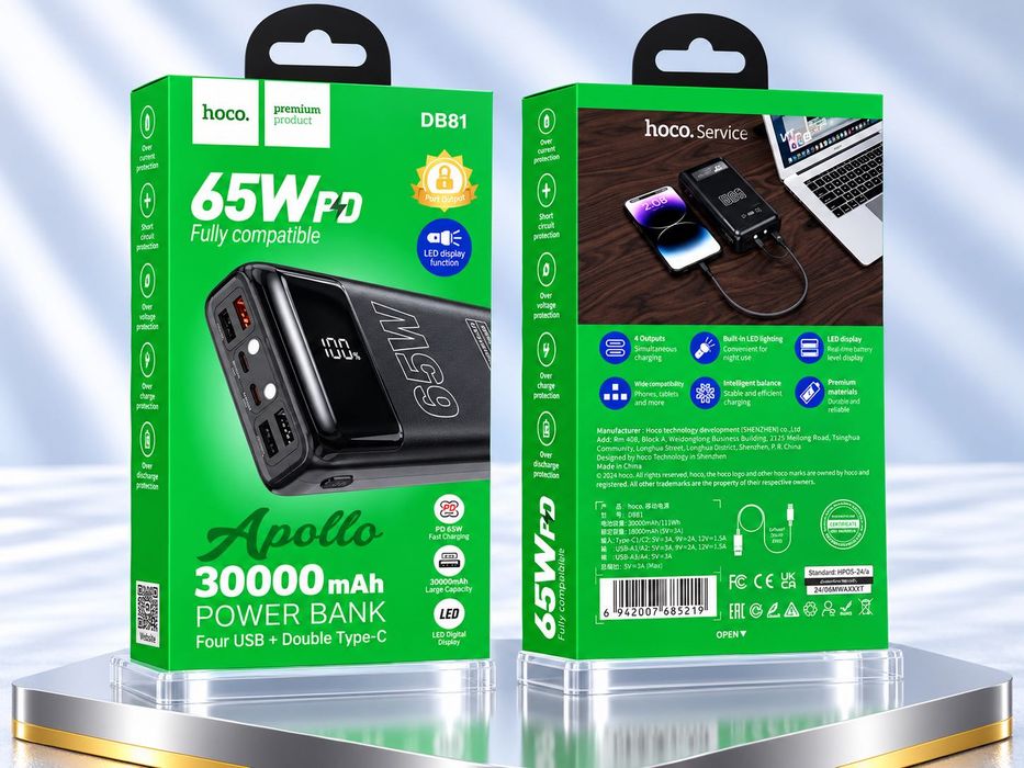 Повербанк Hoco DB81 30000 mAh 65W для ноутбуків