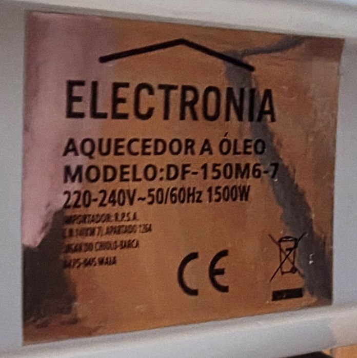Aquecedor óleo Electronica 1500W económico
