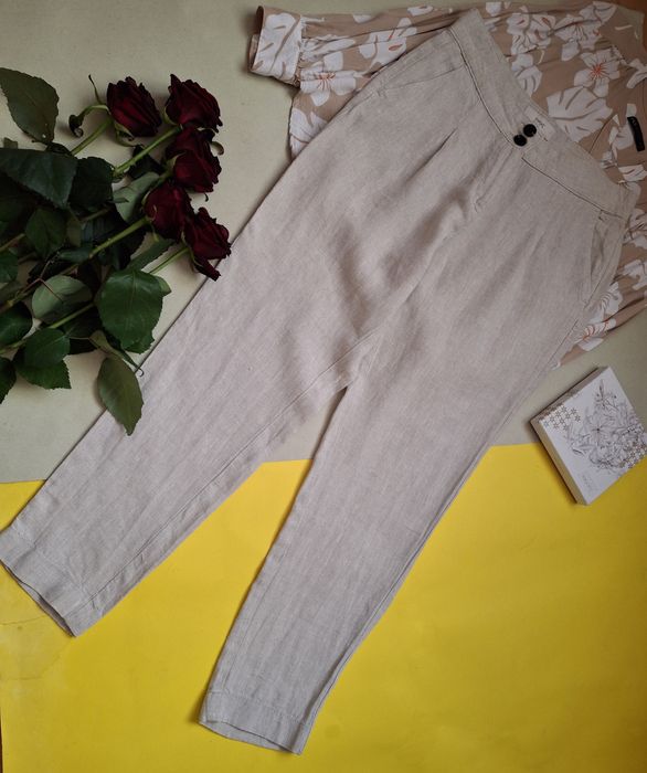 Штани бежеві натуральний льон р.L,Next