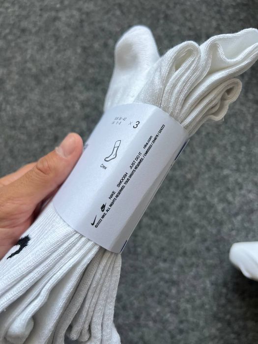 Nike Wysokie białe Skarpetky 3 pak