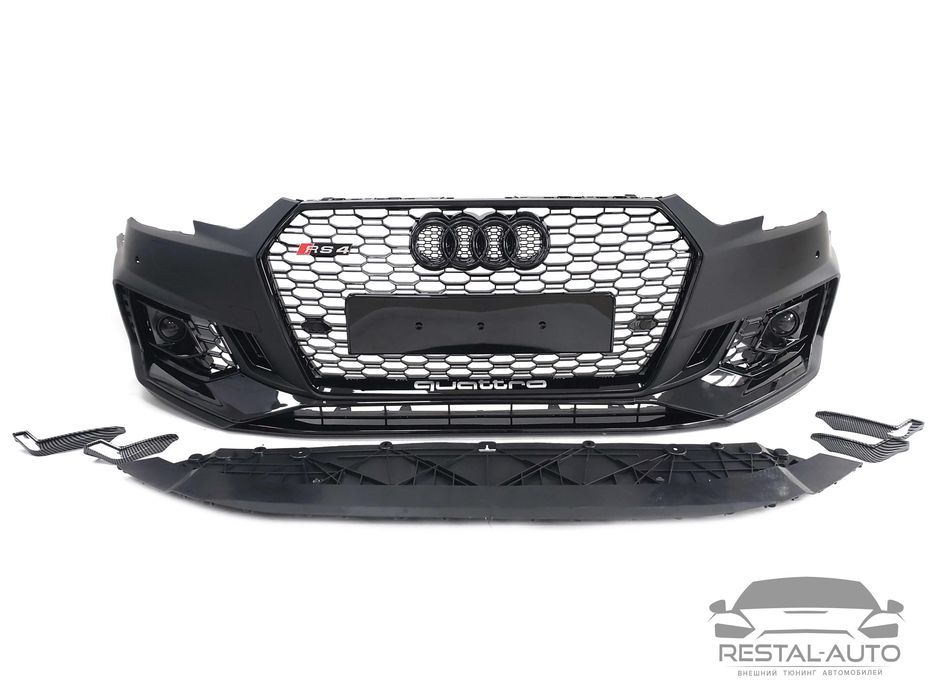 Передний бампер Audi A4 B9 2015-2019 год RSU в стиле RS4 Под радары