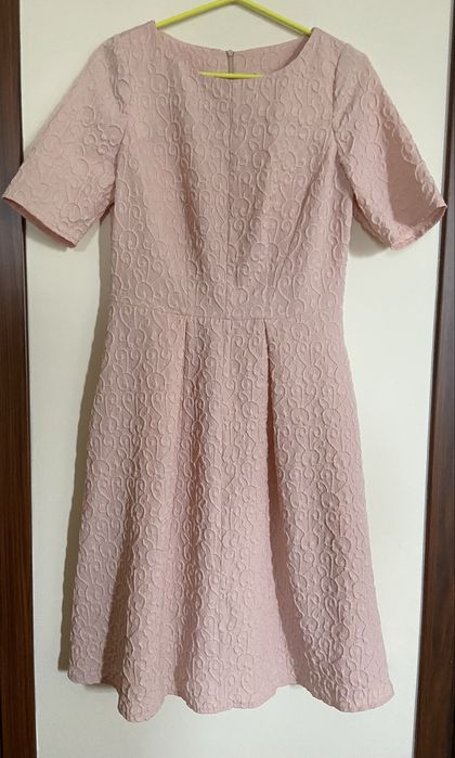 Sukienka pudrowy róż midi L/XL wesele komunia chrzciny elegancka