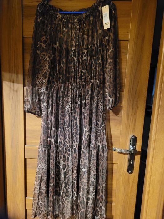 Sukienka damska siatka XL z halka nowa panterka